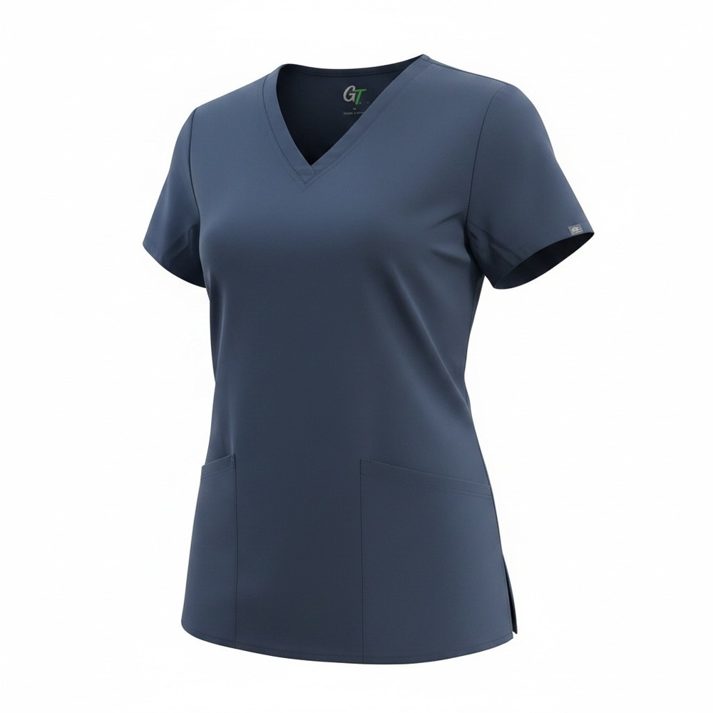 GT Performance Women Navy Blue V-Neck Scrub Top Medical Uniform Size M
